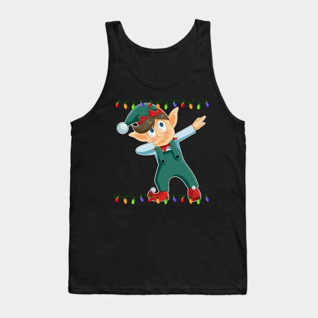 Dabbing Elf Christmas Lights Dab Funny Elves Lover Tank Top by johnbbmerch